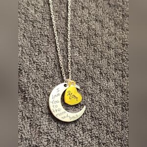 Silver and Gold 'Mom' Moon Necklace